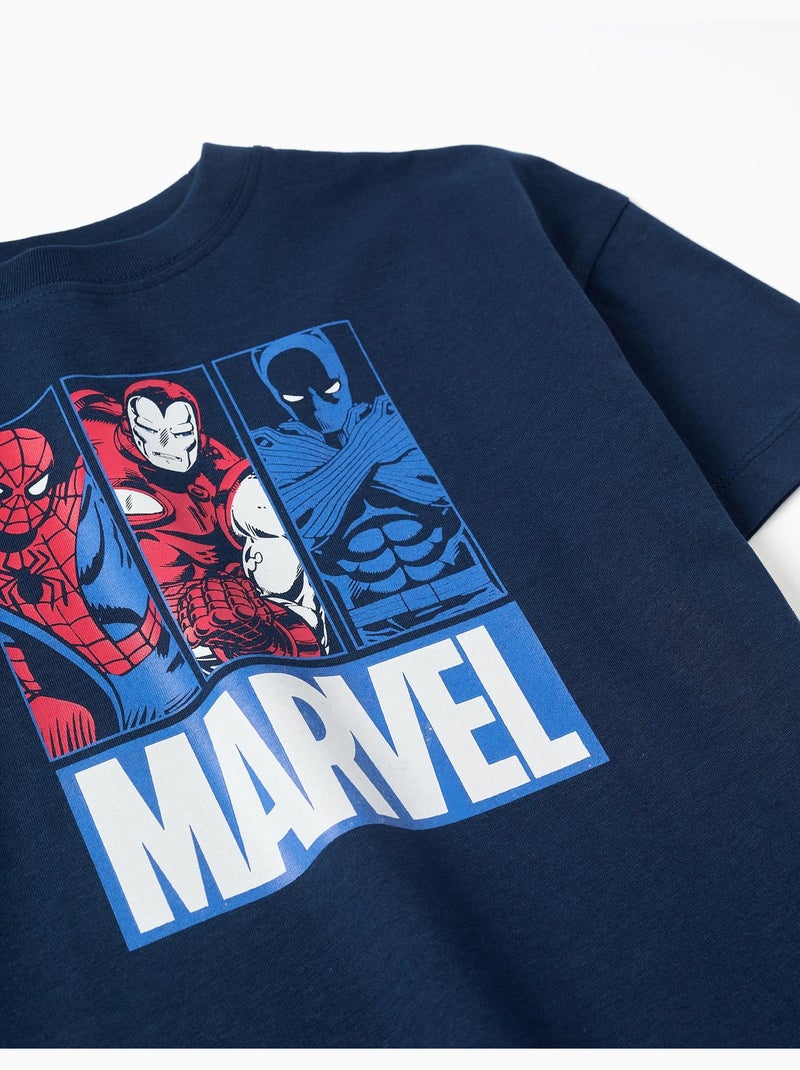 T-shirt en coton avec imprimés Marvel Bleu foncé - Kiabi