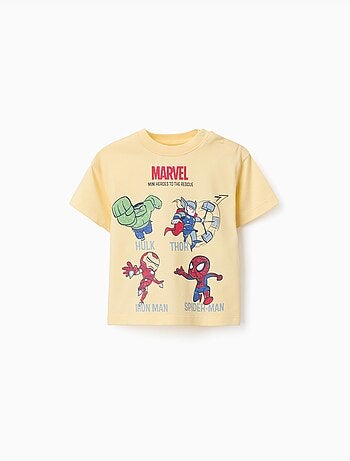 T-shirt en coton avec imprimés Marvel Heroes