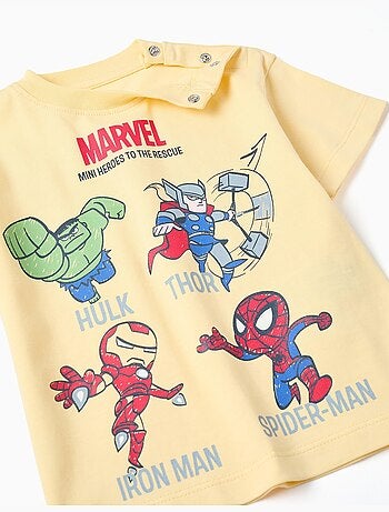 T-shirt en coton avec imprimés Marvel Heroes