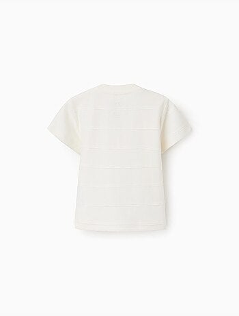T-shirt en coton avec lignes en relief et poche