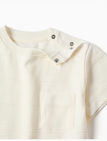 T-shirt en coton avec lignes en relief et poche