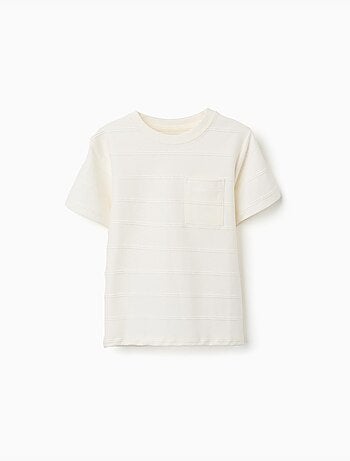 T-shirt en coton avec lignes en relief et poche