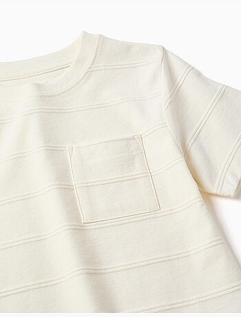 T-shirt en coton avec lignes en relief et poche