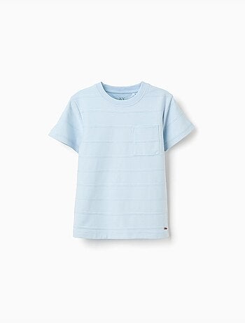T-shirt en coton avec lignes en relief et poche