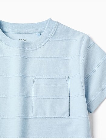 T-shirt en coton avec lignes en relief et poche