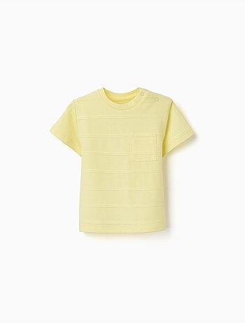 T-shirt en coton avec lignes en relief et poche
