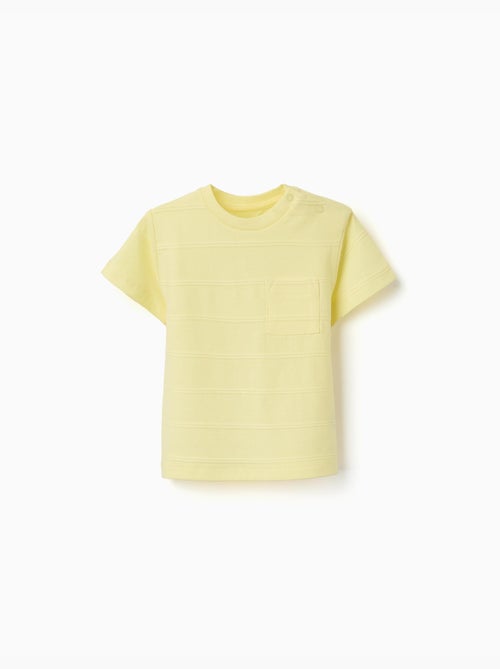 T-shirt en coton avec lignes en relief et poche - Kiabi