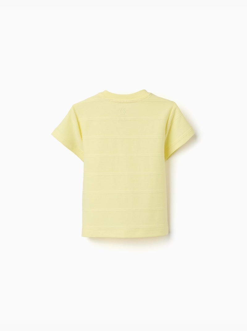 T-shirt en coton avec lignes en relief et poche Jaune - Kiabi