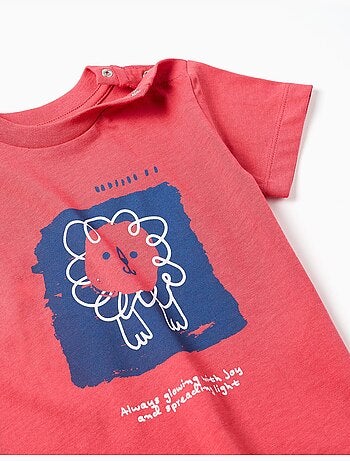 T-shirt en coton avec lion imprimé