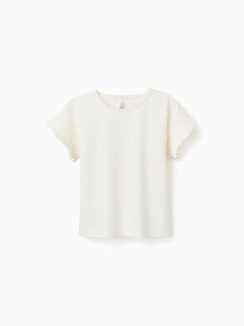 T-shirt en coton avec manches à volants - Kiabi