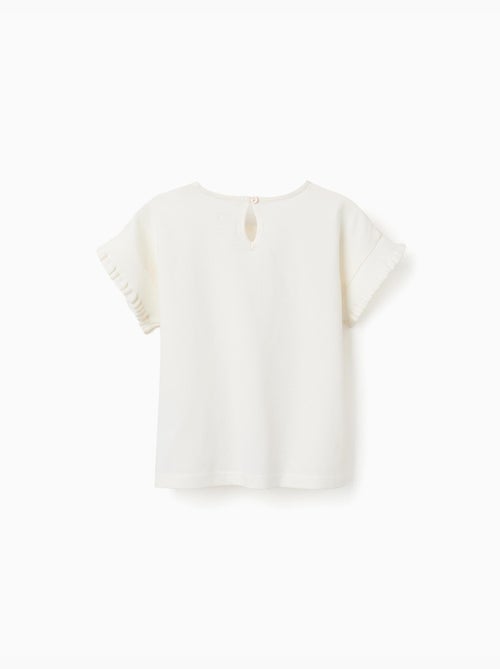 T-shirt en coton avec manches à volants - Kiabi