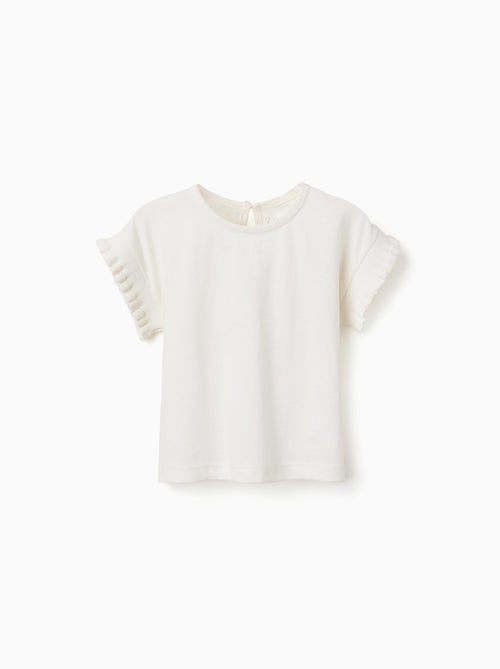 T-shirt en coton avec manches à volants - Kiabi