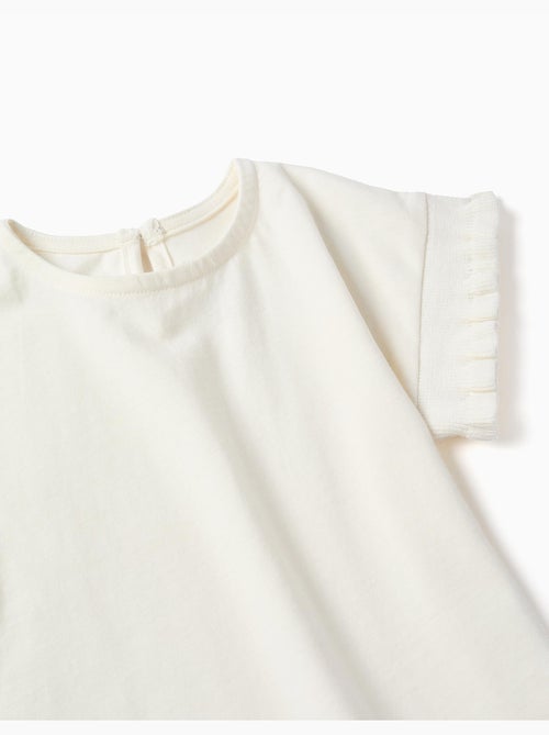 T-shirt en coton avec manches à volants - Kiabi