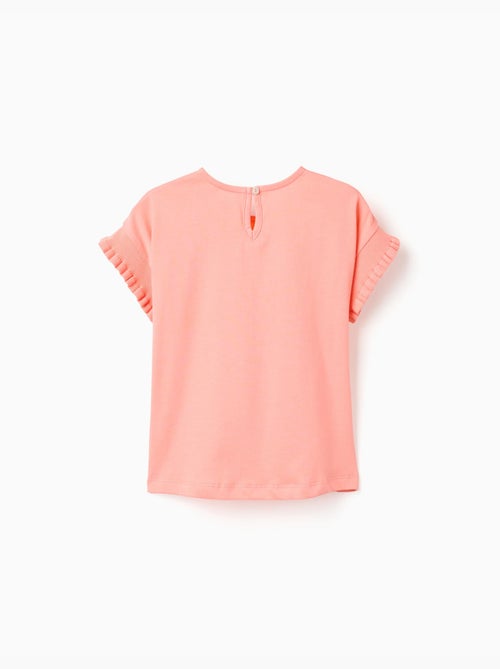 T-shirt en coton avec manches à volants - Kiabi