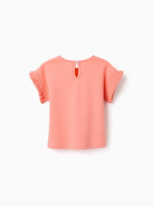 T-shirt en coton avec manches à volants - Kiabi