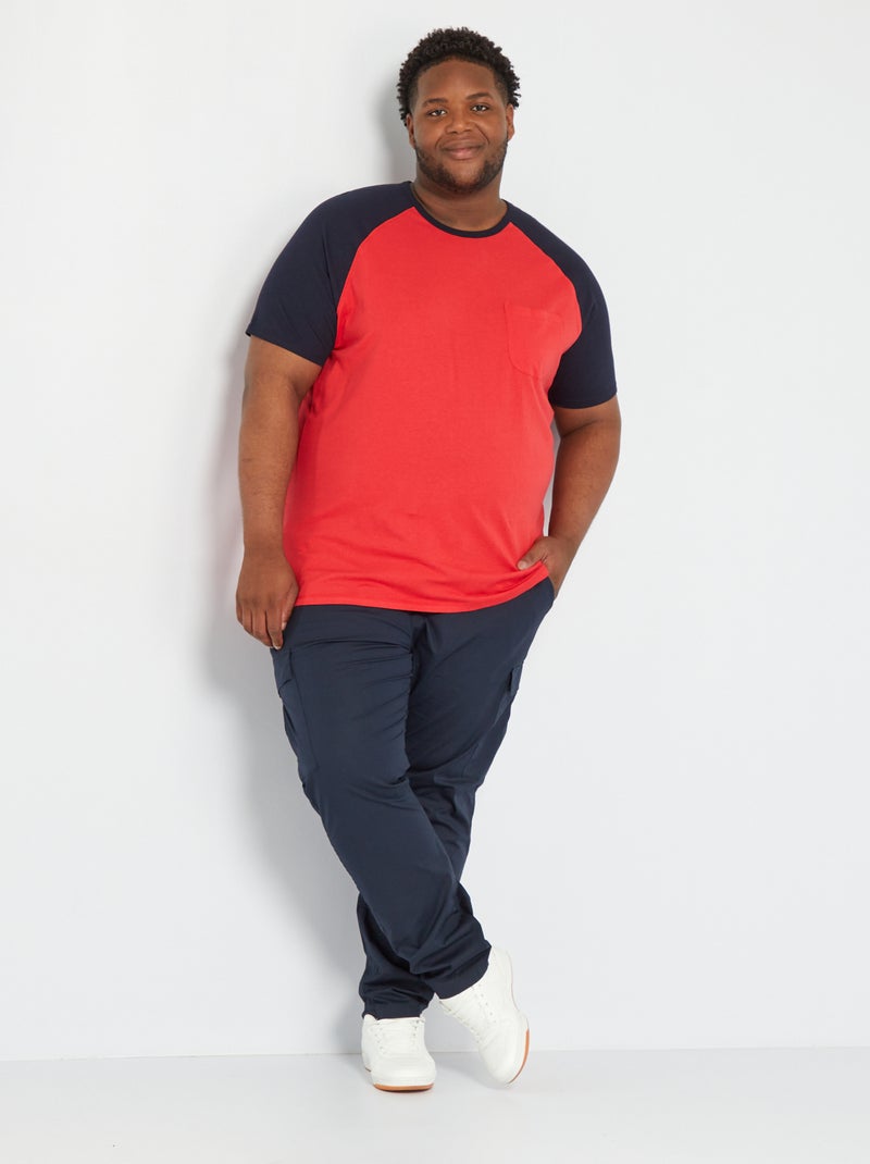 T-shirt en coton avec manches raglan Rouge - Kiabi