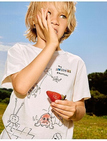 T-shirt en coton avec Monstres des Émotions à colorier