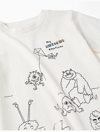 T-shirt en coton avec Monstres des Émotions à colorier