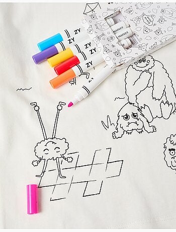 T-shirt en coton avec Monstres des Émotions à colorier