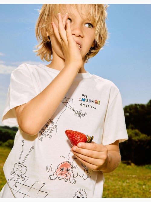 T-shirt en coton avec Monstres des Émotions à colorier - Kiabi