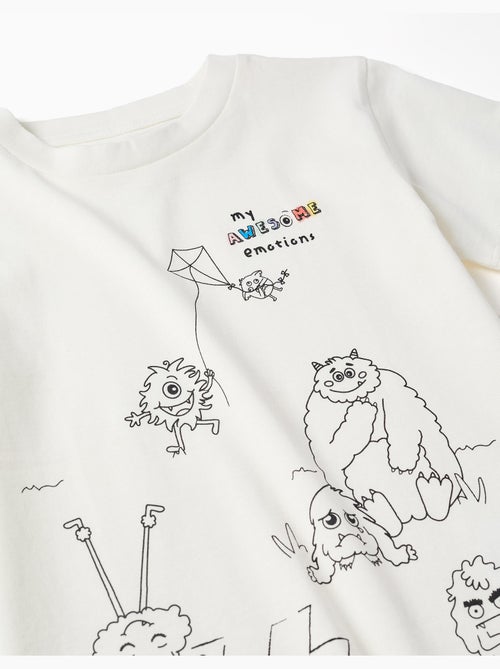 T-shirt en coton avec Monstres des Émotions à colorier - Kiabi