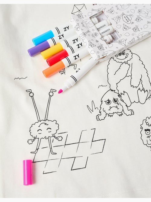 T-shirt en coton avec Monstres des Émotions à colorier - Kiabi