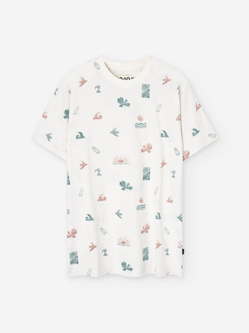 T-shirt en Coton avec Motif Blanc Ecru - Kiabi