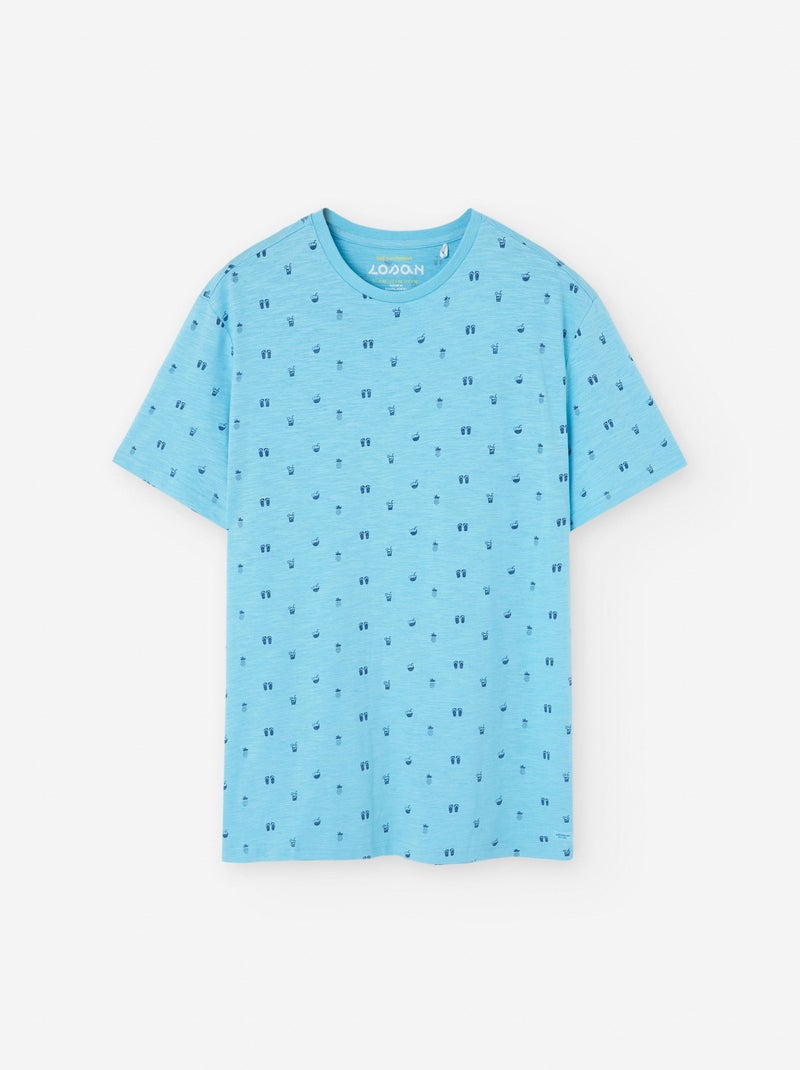 T-shirt en Coton avec Motif Bleu - Kiabi