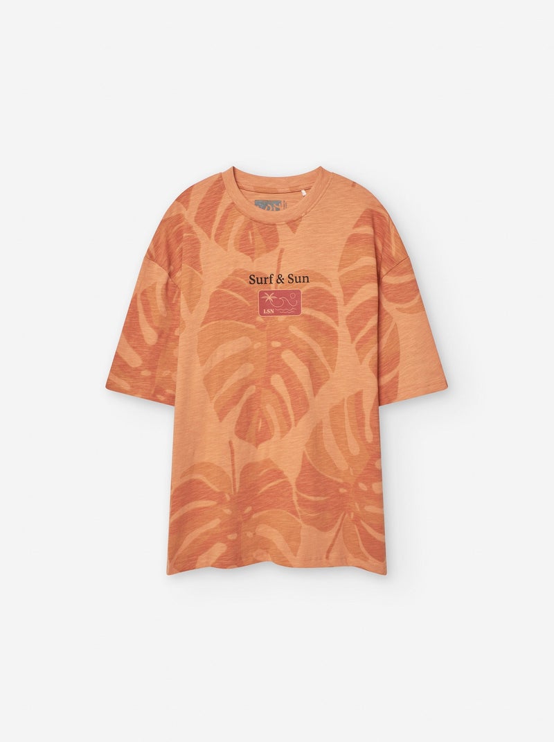 T-shirt en Coton avec Motif et Imprimé Orange - Kiabi
