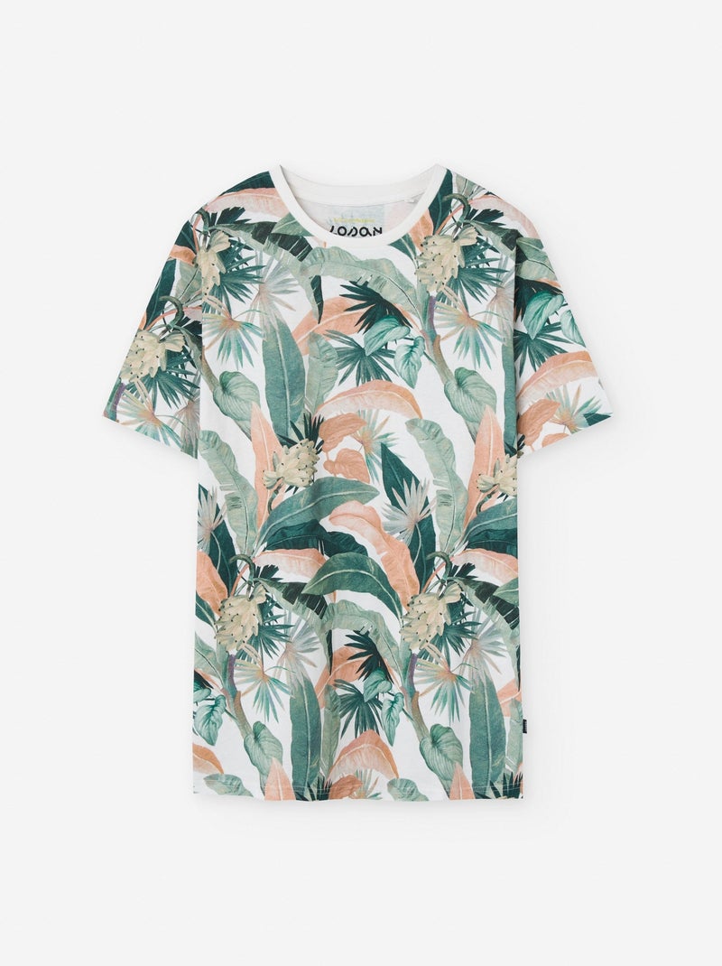 T-shirt en Coton avec Motif floral Blanc Ecru - Kiabi