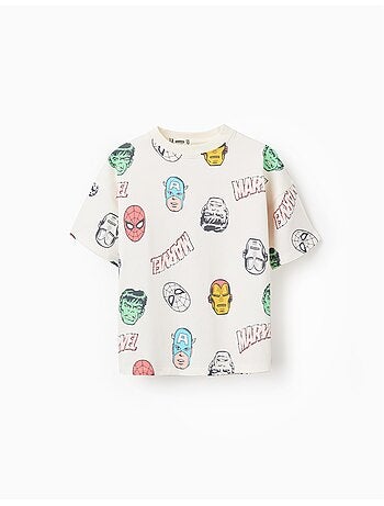T-shirt en coton avec motif Marvel Heroes