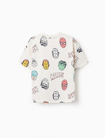T-shirt en coton avec motif Marvel Heroes