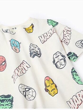 T-shirt en coton avec motif Marvel Heroes