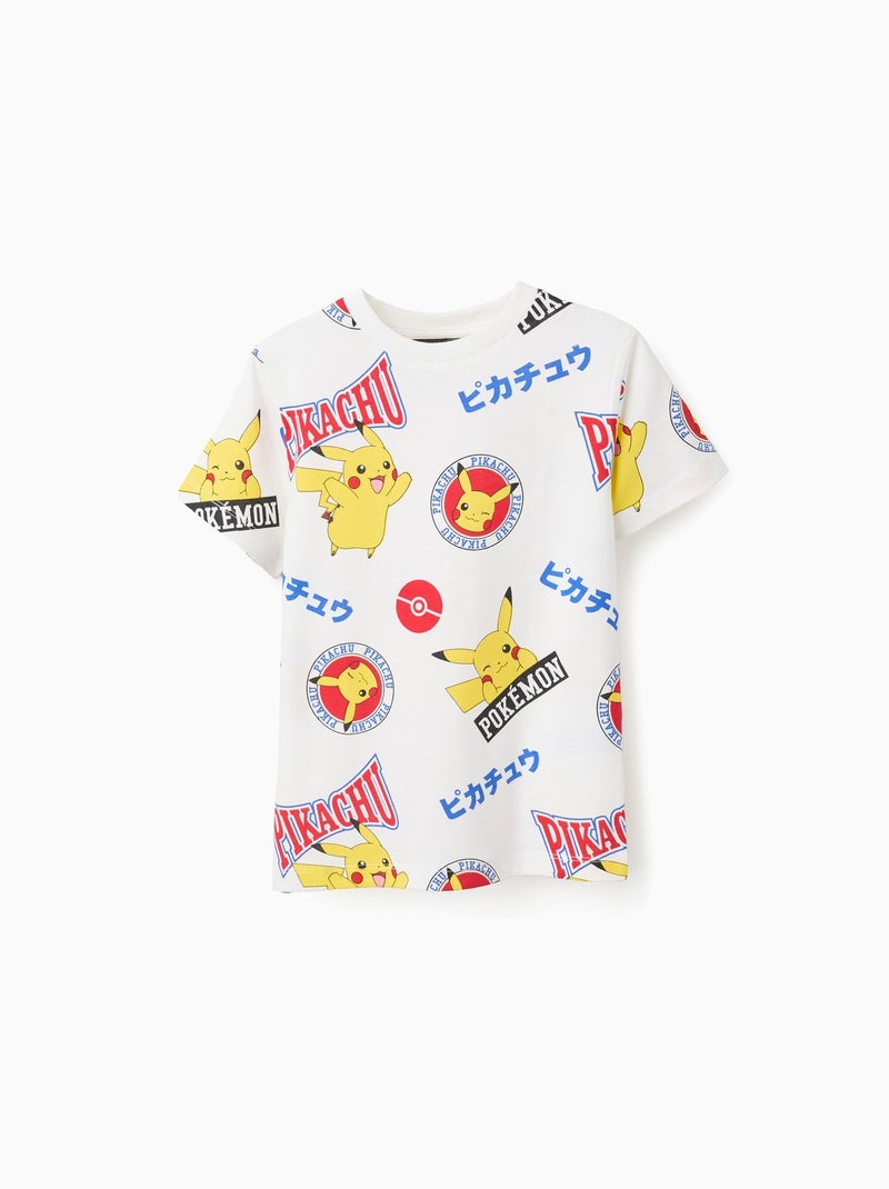 T-Shirt en Coton avec Motif Pokémon Blanc - Kiabi