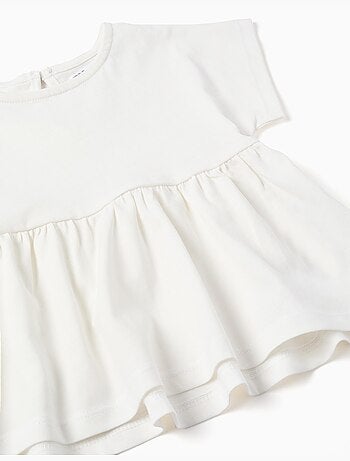 T-shirt en coton avec ourlet à volants