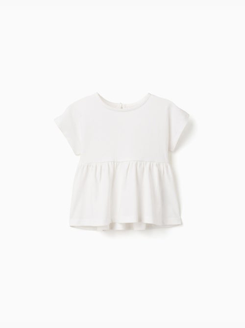 T-shirt en coton avec ourlet à volants - Kiabi