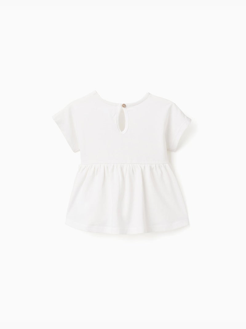 T-shirt en coton avec ourlet à volants Blanc - Kiabi