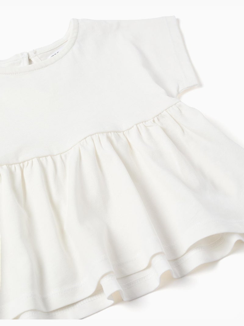 T-shirt en coton avec ourlet à volants Blanc - Kiabi