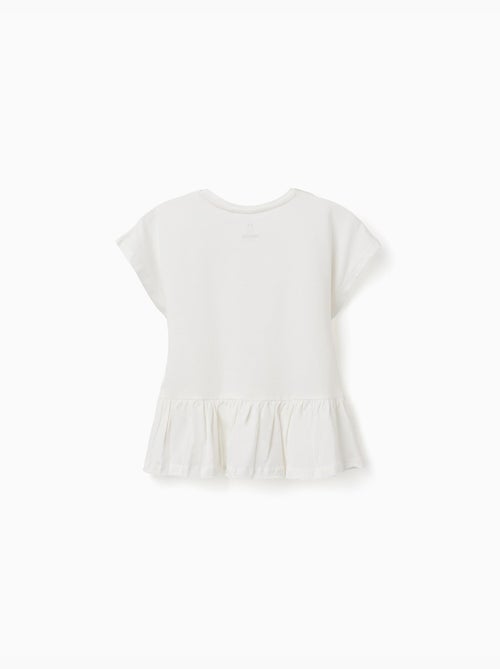 T-shirt en coton avec ourlet à volants - Kiabi