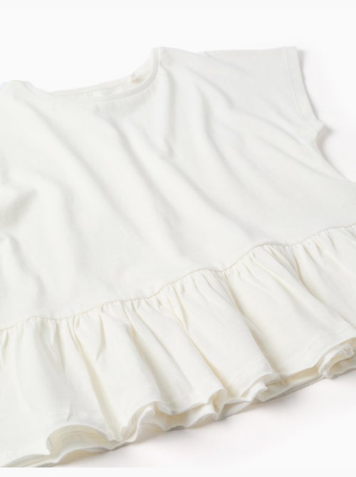 T-shirt en coton avec ourlet à volants - Kiabi