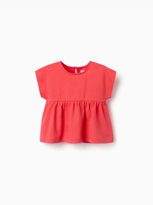 T-shirt en coton avec ourlet à volants - Kiabi