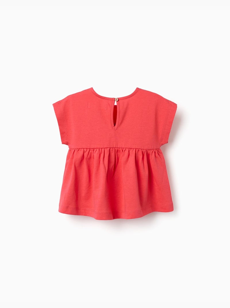 T-shirt en coton avec ourlet à volants Rose - Kiabi