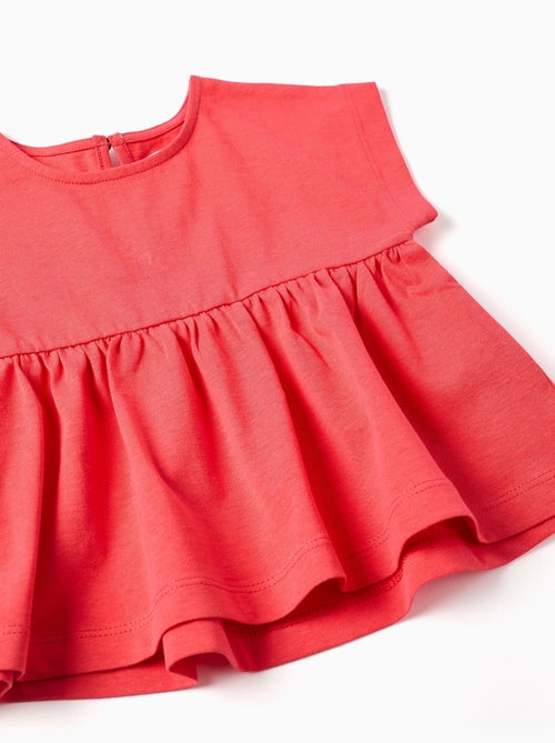 T-shirt en coton avec ourlet à volants - Kiabi