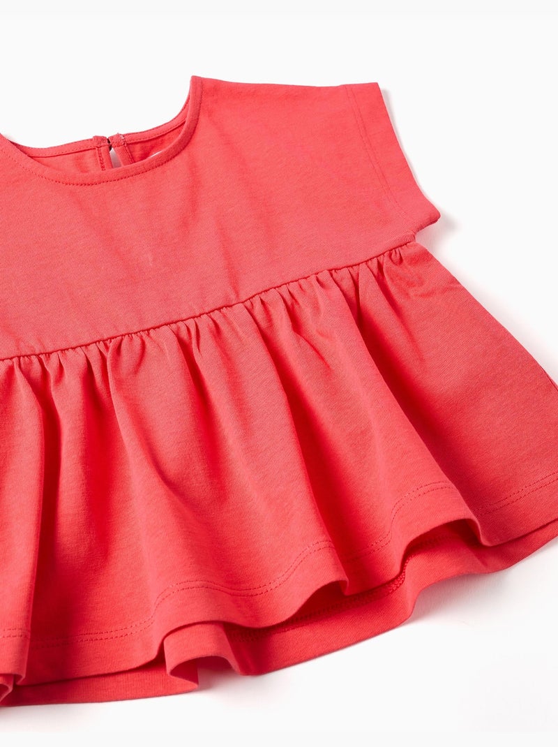 T-shirt en coton avec ourlet à volants Rose - Kiabi