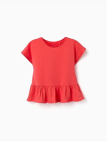 T-shirt en coton avec ourlet à volants