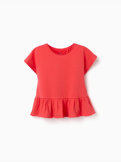 T-shirt en coton avec ourlet à volants - Kiabi