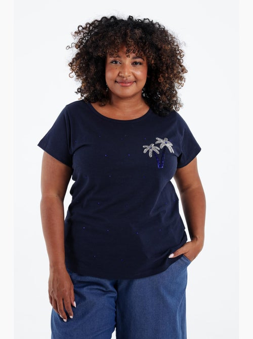 T-shirt en coton avec palmier en sequins PAPRIKA - Kiabi
