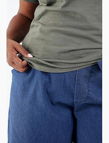 T-shirt en coton avec palmier en sequins PAPRIKA