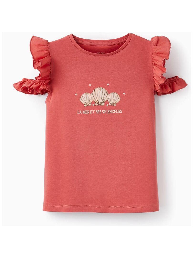 LCW Kids T-shirt pour Filles à Col Rond avec Couture et Imprimé Ange