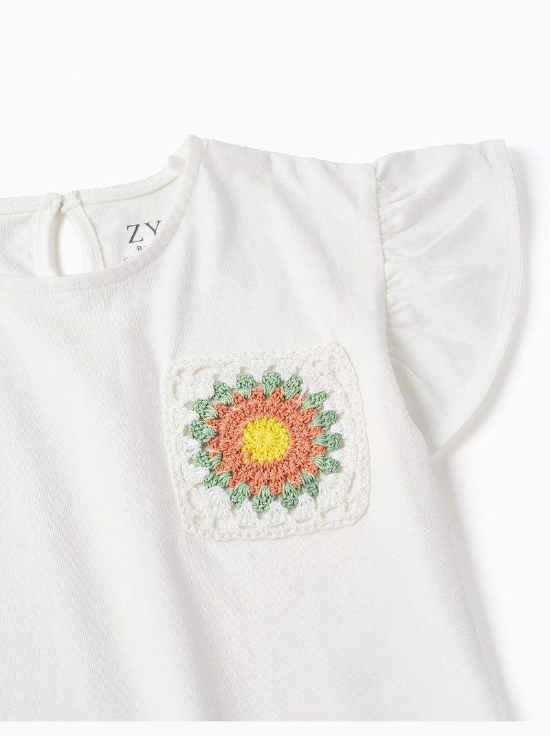 T-shirt en coton avec poche au crochet Blanc - Kiabi